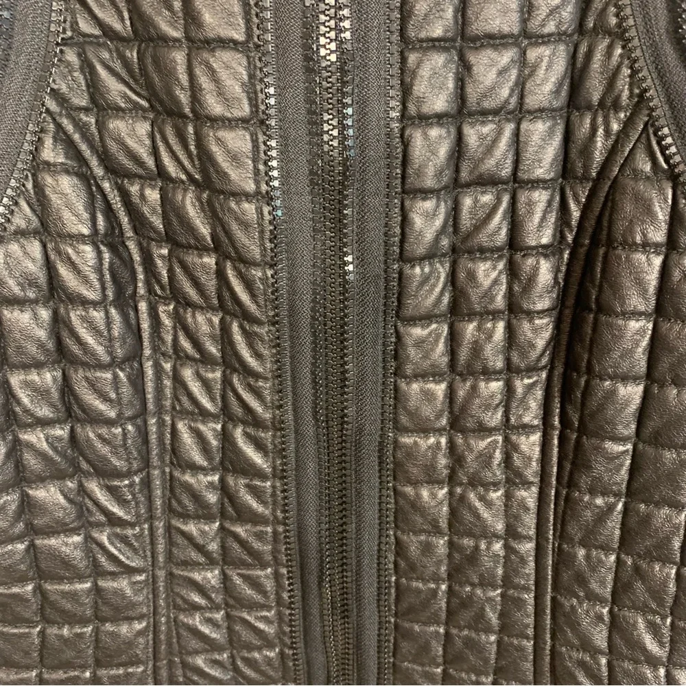Javier Simorra Barcelona Vegan Faux Leather Quilted Zipper Track Detail Vest - Picture 9 of 14
